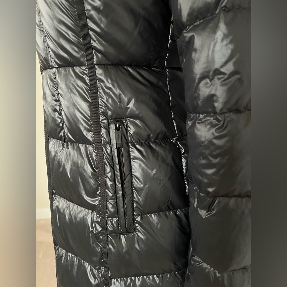 BCBGMaxAzria Long Black Quilted Down & Feather Puffer Coat – Sleek & Polished - Picture 7 of 16